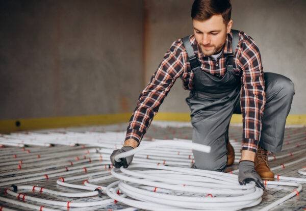 service-man-instelling-house-heating-system-floor